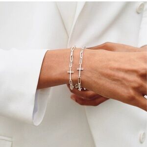 NWOT Rizen Sterling Silver cross bracelet original gift packaging included